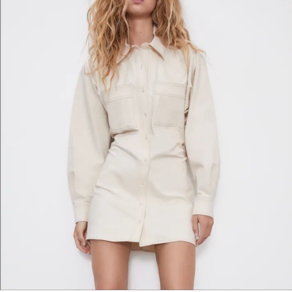 Zara Beige Shirt Dress